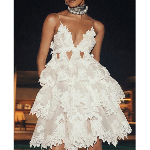 Zimmermann Dresses & Skirts - ZIMMERMANN  Crush Tiered Lace Mini Dress Size XS/S NEW